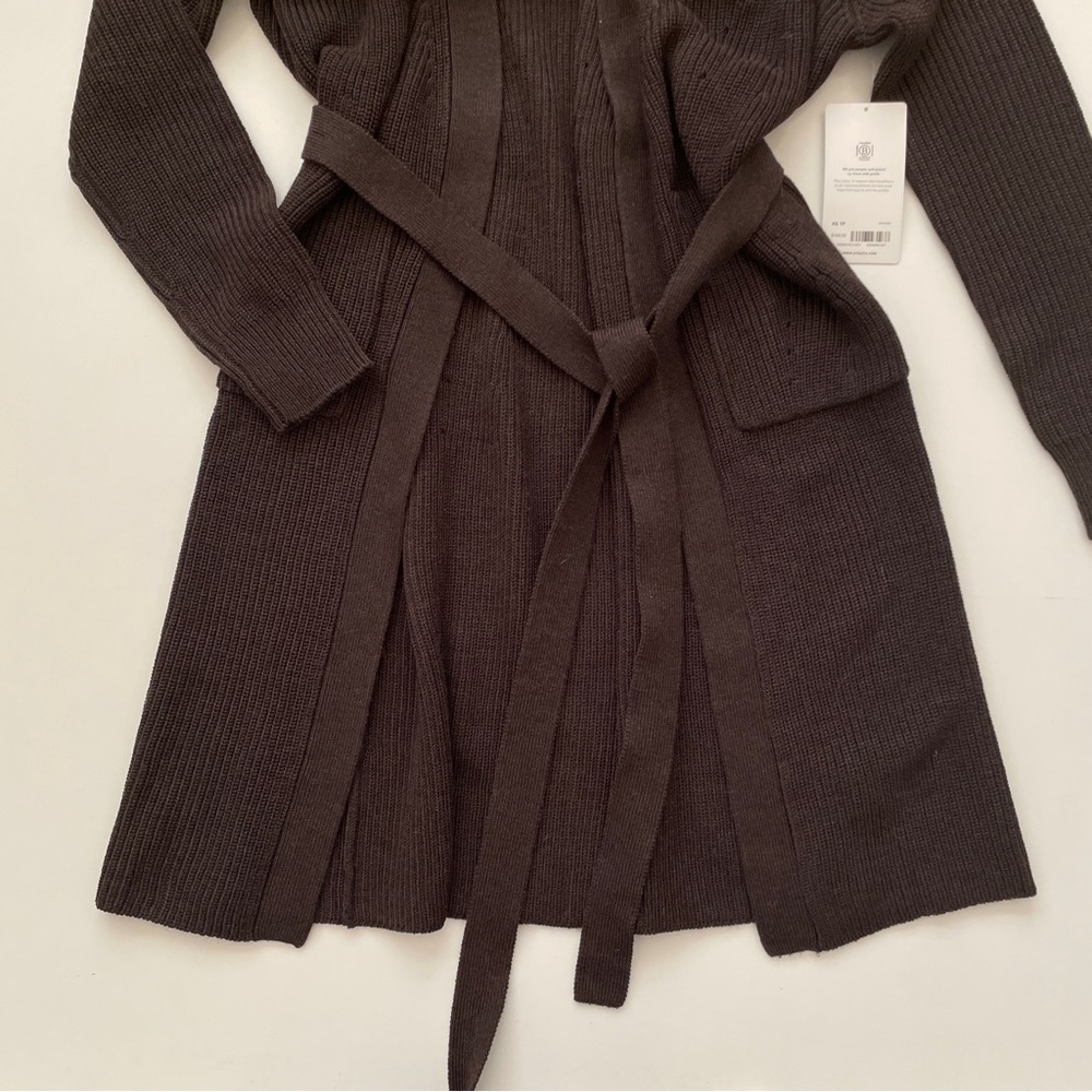 Athleta Scenic Wrap Cardigan Sweater Size XS Walnut Brown Cozy Long Merino Wool - Picture 7 of 10